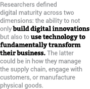 Researchers defined digital maturity across two dimensions: the ability to not only build digital innovations but als...