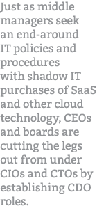 Just as middle managers seek an end-around IT policies and procedures with shadow IT purchases of SaaS and other clou...