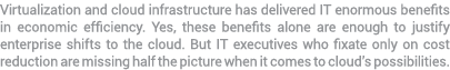 Virtualization and cloud infrastructure has delivered IT enormous benefits in economic efficiency. Yes, these benefit...