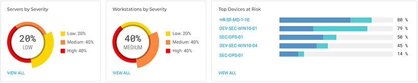 Get a risk snapshot for servers and end-user devices and review the endpoints exposed the most