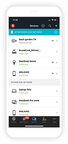 View a list of all your devices and apply security rules for each of them